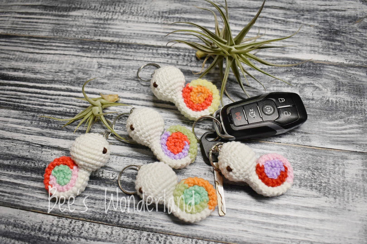 Snail crocheted keychain