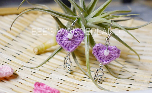 Crocheted heart earrings