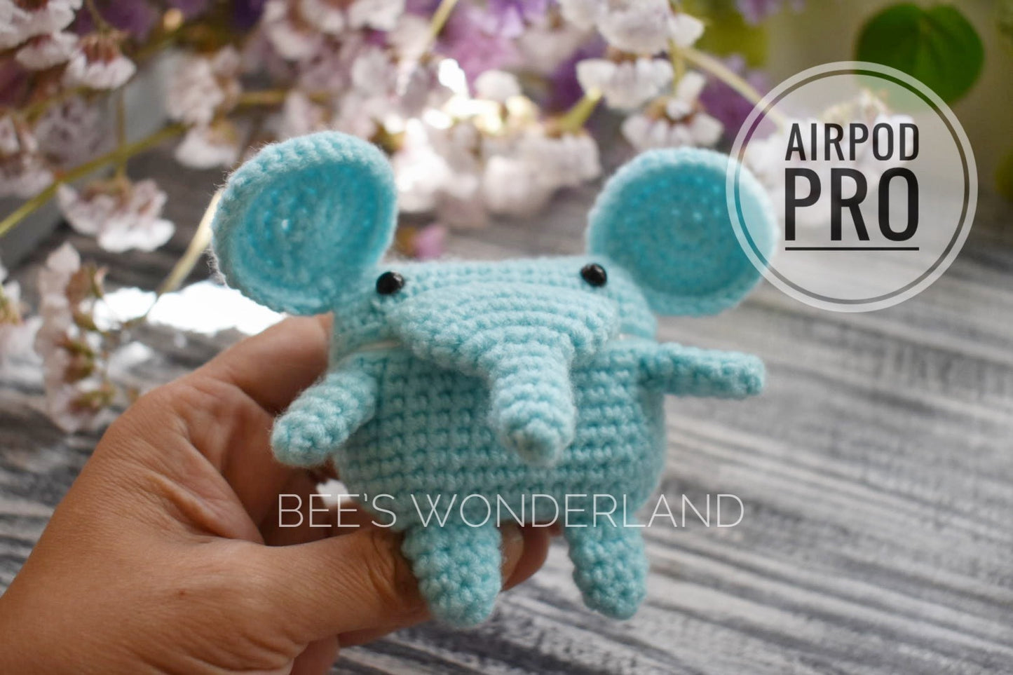 AirPod Pro case, Crochet AirPod Pro case, Handmade case, Elephant crochet case, stocking stuffers