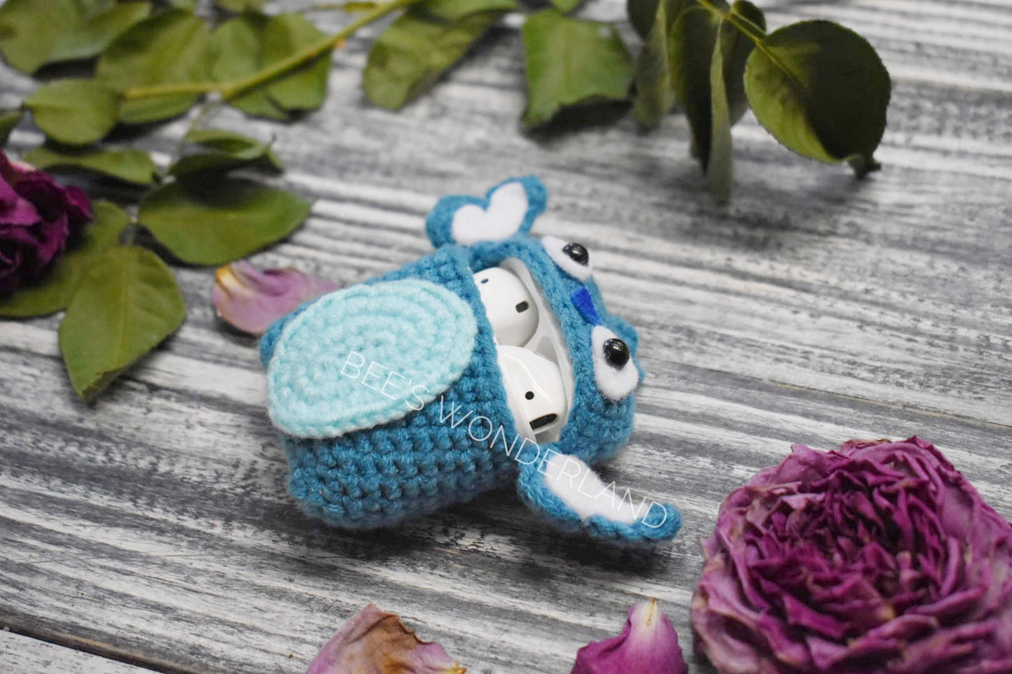 Stitch AirPods case, Crochet AirPod case, Handmade case, cute cartoon characters, stocking stuffers, Disney AirPod case, Kawaii Airpod case