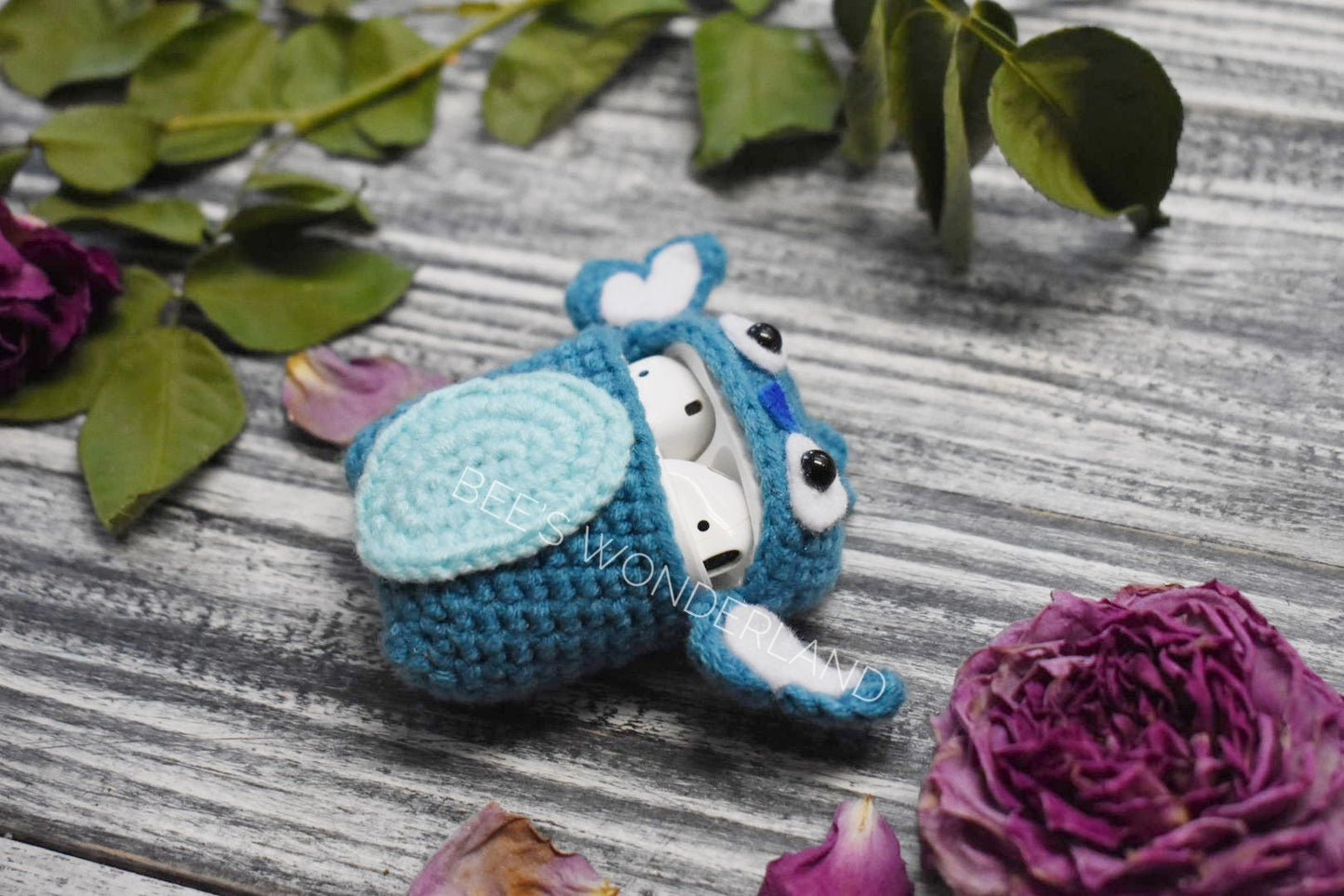 Stitch AirPods case, Crochet AirPod case, Handmade case, cute cartoon characters, stocking stuffers, Disney AirPod case, Kawaii Airpod case