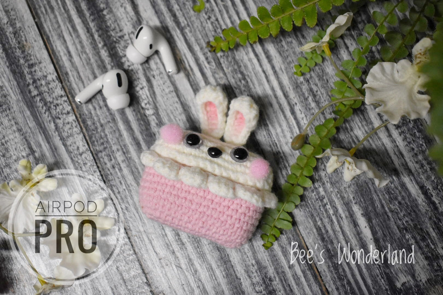 Crocheted Bunny AirPods Pro case