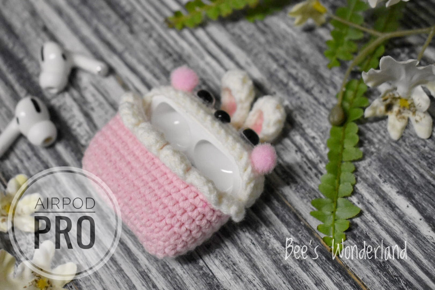 Crocheted Bunny AirPods Pro case