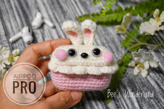 Crocheted Bunny AirPods Pro case