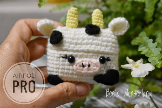 Crochet cow Airpod Pro case, Handmade case,stocking stuffers,cow print AirPod case, gift for her/him, Valentine’s gift, Birthday gift