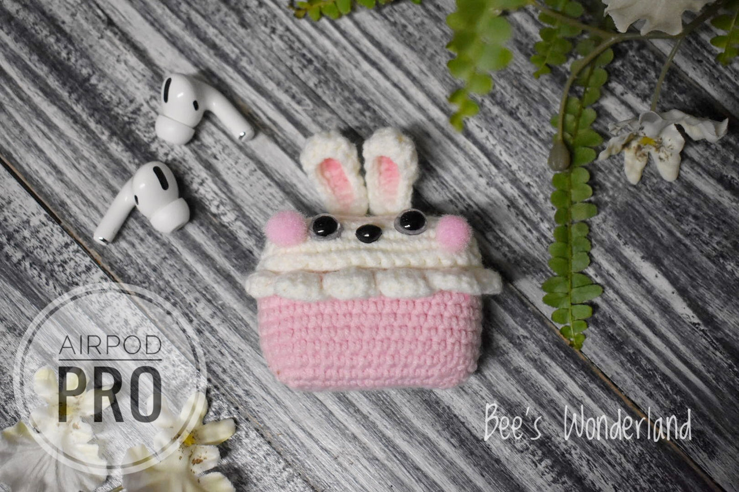 Crocheted Bunny AirPods Pro case