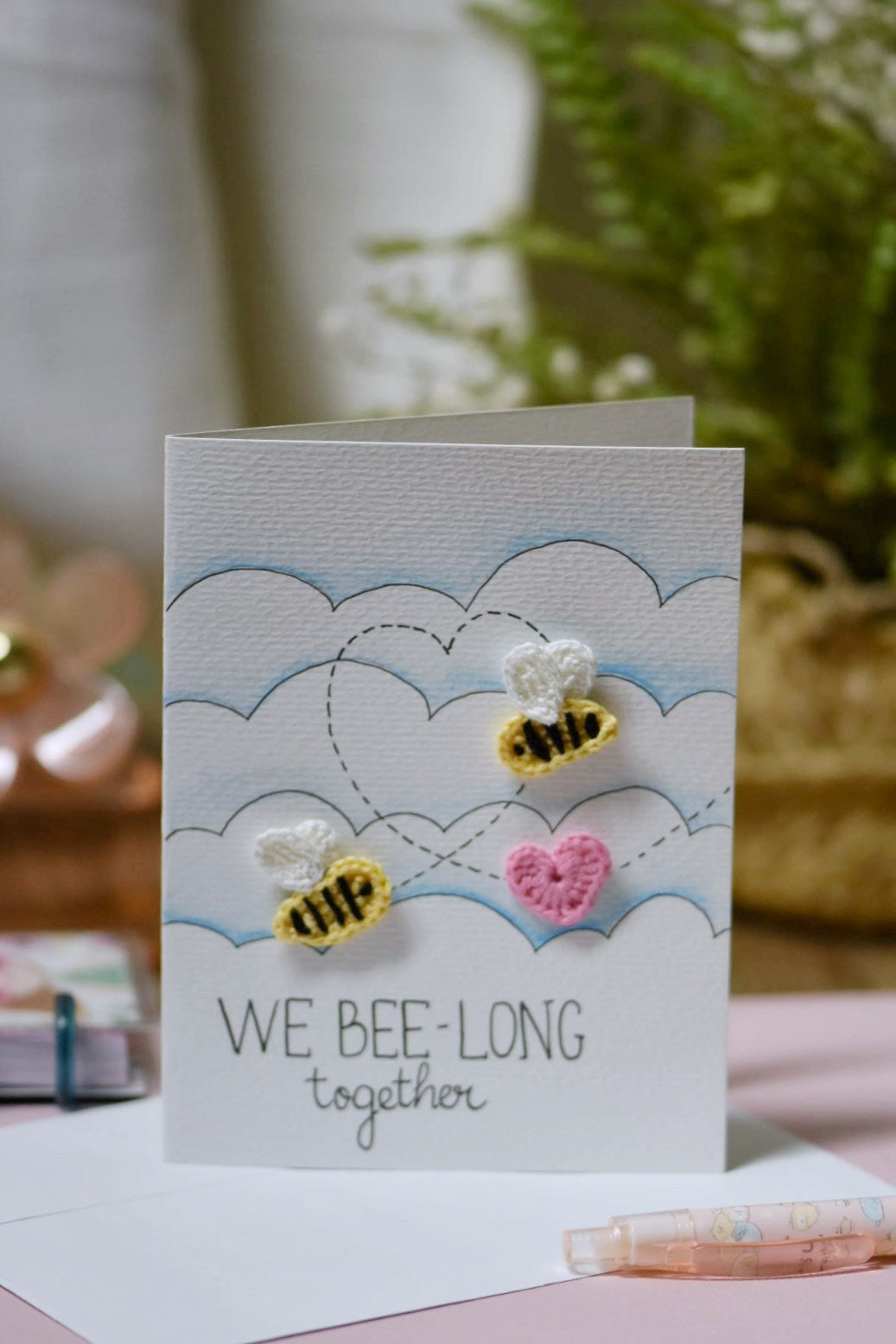 Crocheted Bee-long together card