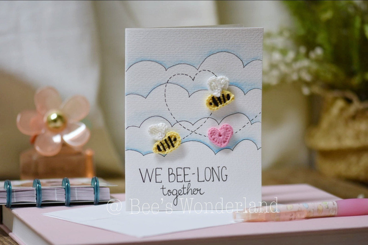 Crocheted Bee-long together card