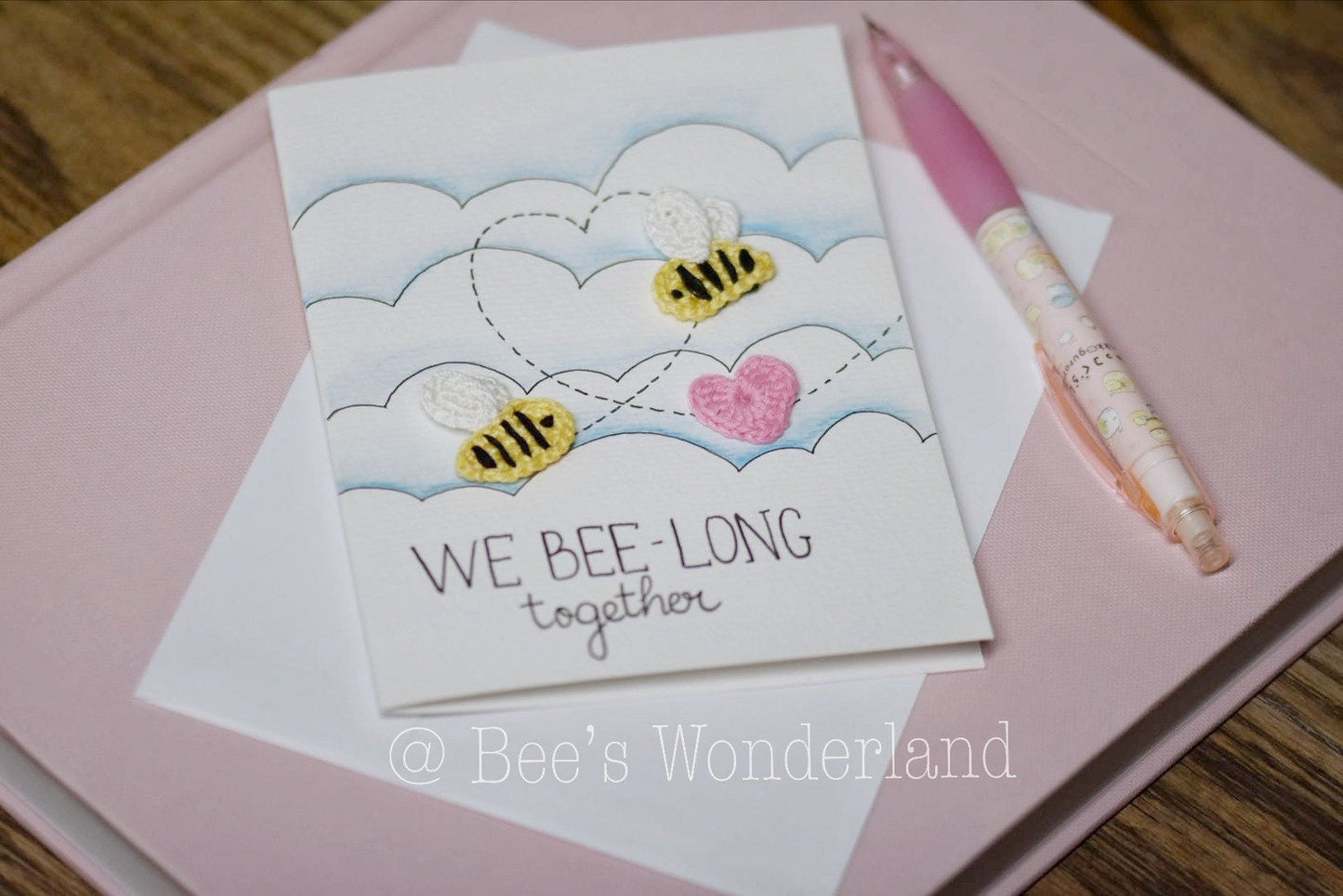 Crocheted Bee-long together card