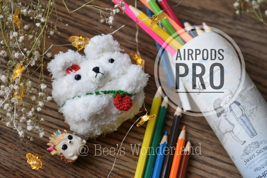 Crocheted bear AirPods Pro case