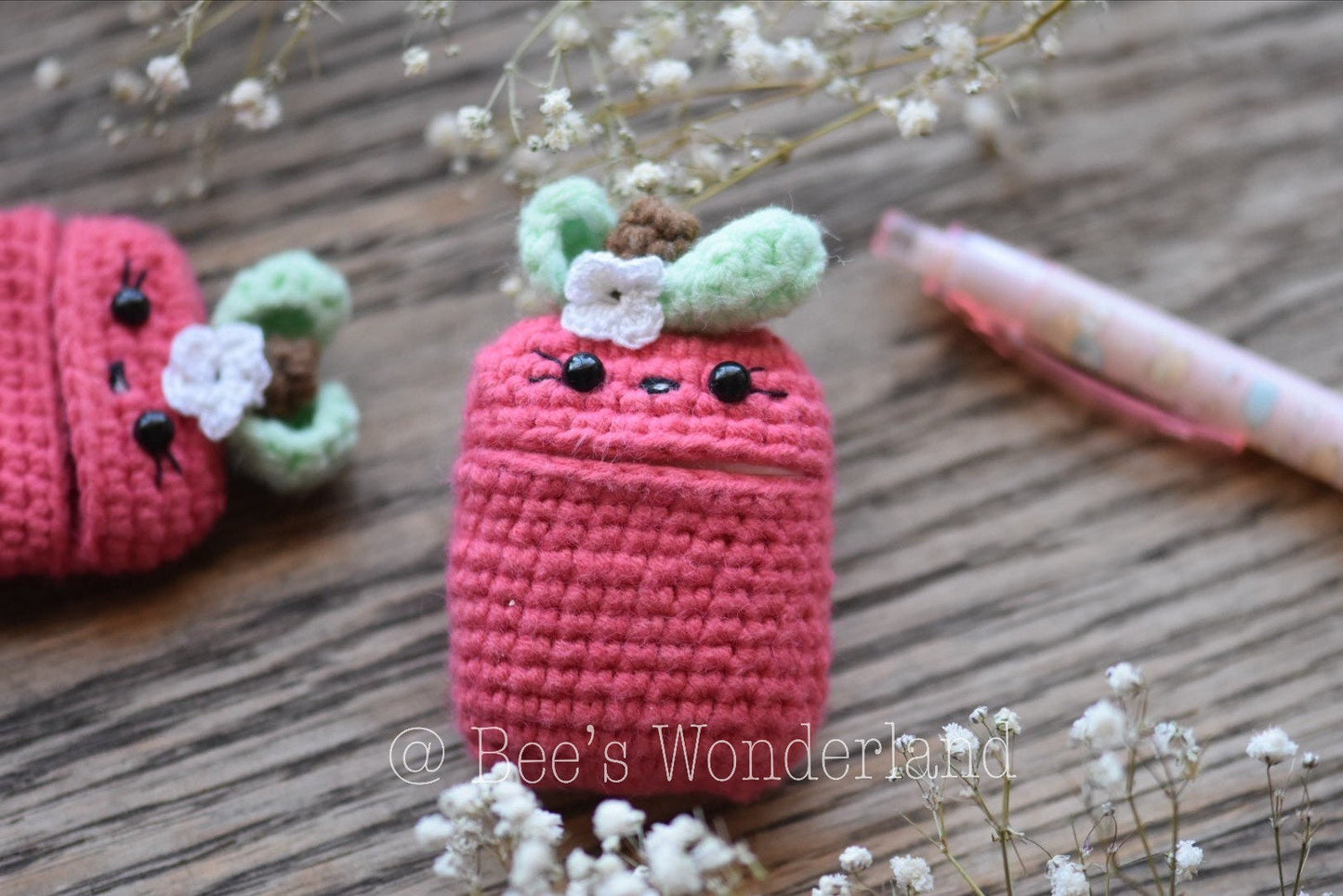 Kawaii Apple AirPod case, Crochet AirPod case, Handmade case, cute cartoon characters, stocking stuffers, pink AirPod case