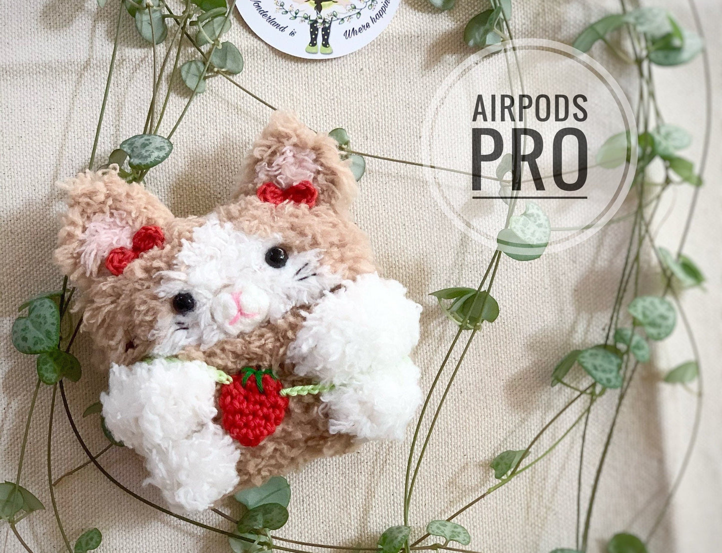 Crochet AirPod 1,2,Pro case, Handmade case, cute cartoon characters, stocking stuffers, Kitty cat AirPods Pro case, kitten AirPods Pro case