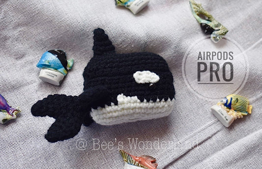 Orca Whale AirPods Pro case, Crochet AirPods Pro case, Handmade gifts , killer whale AirPods Pro case, gift for her, gift for him