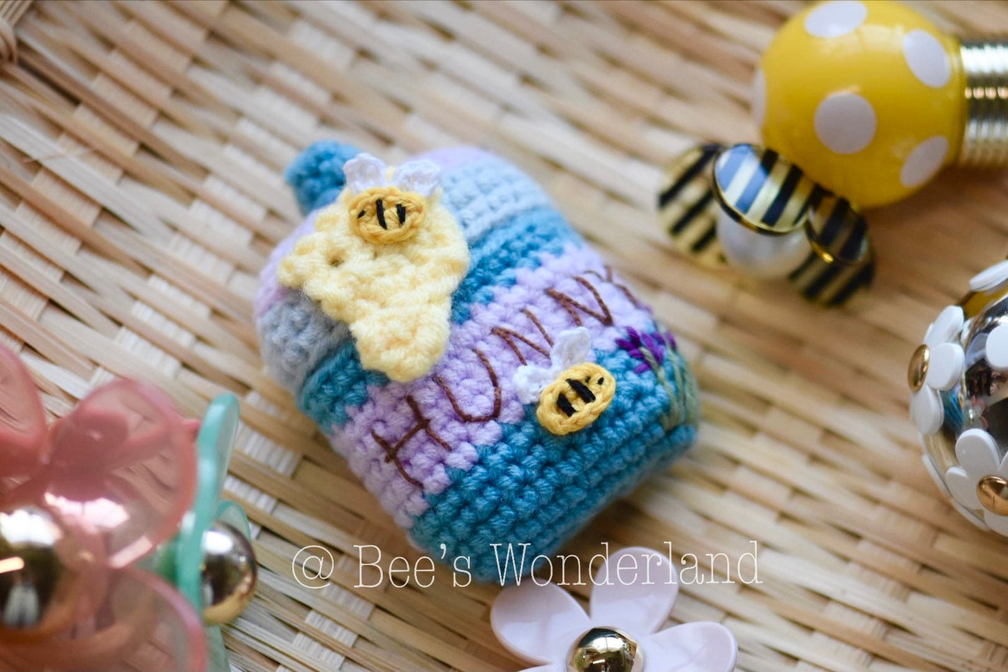 Hunny AirPods case, Crochet AirPod l, Handmade case,stocking stuffers, cute honey AirPod case, Valentine’s gift, gift for her/him