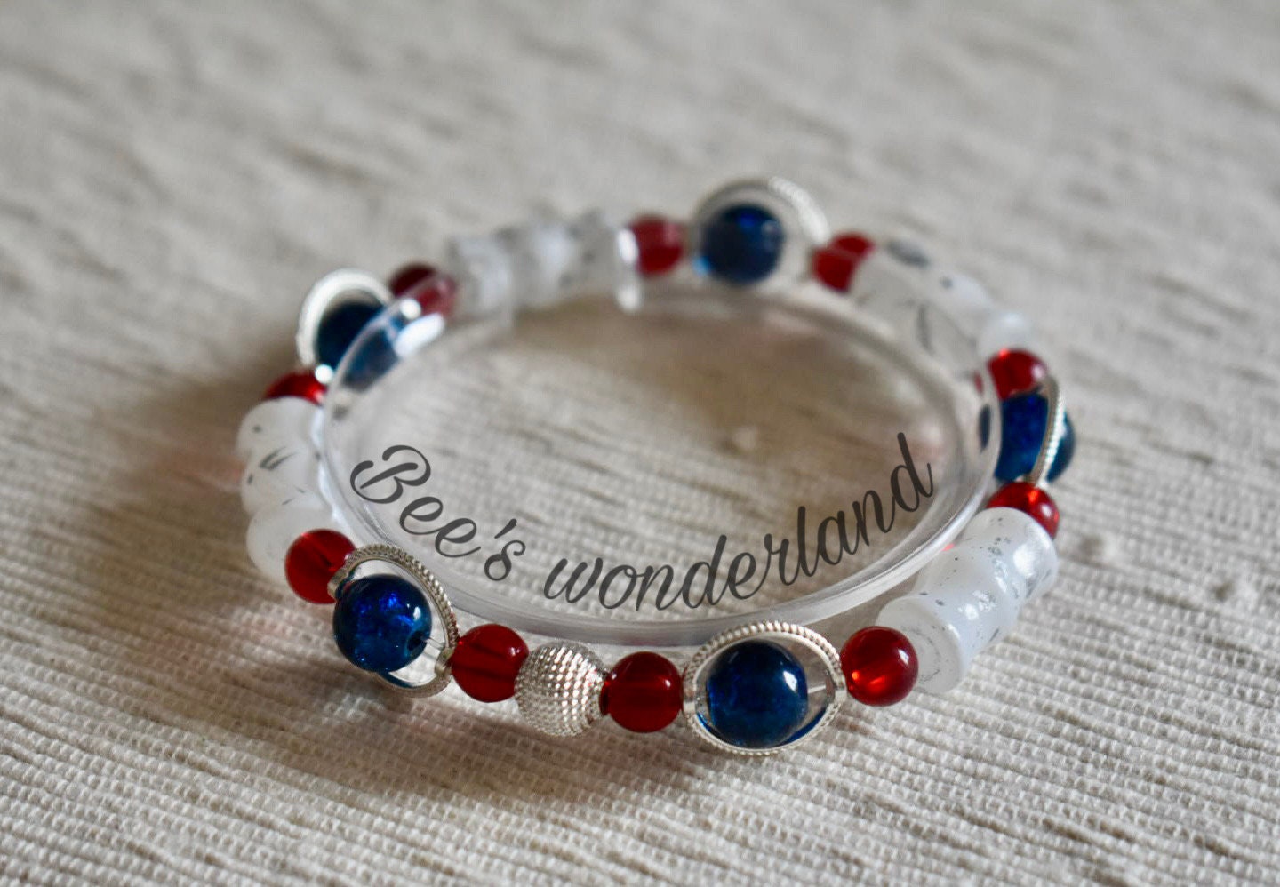 Glass beads- Patriotic Red/white and blue bracelet